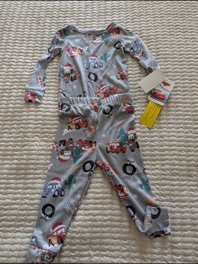 Disney Cars Holiday Pajama Set in Gray with Red and Green Accents